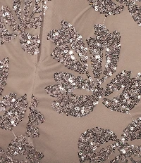 Betsy & Adam Sequin Mesh Crew Neck Short Sleeve Sheath Long Dress