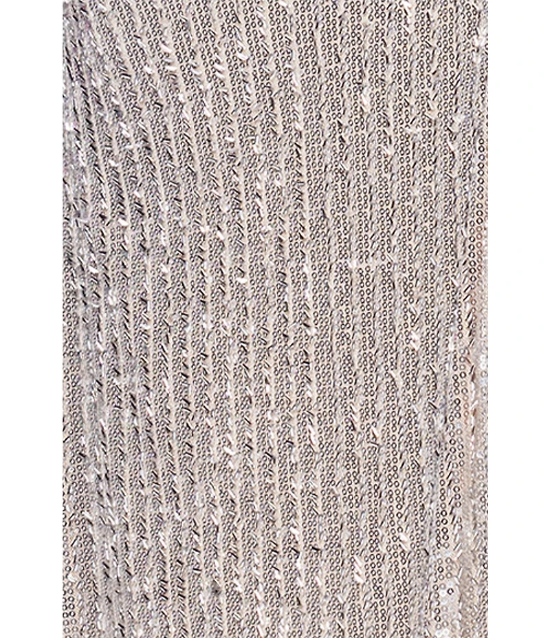 Betsy & Adam Sequin Strapless Neck Sleeveless Sheath Gown