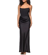 Betsy & Adam Sequin Strapless Sleeveless Draped Waist Mermaid Dress