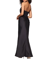 Betsy & Adam Sequin Strapless Sleeveless Draped Waist Mermaid Dress
