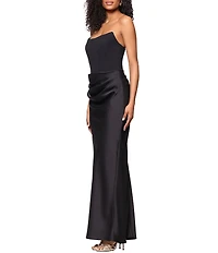 Betsy & Adam Sequin Strapless Sleeveless Draped Waist Mermaid Dress