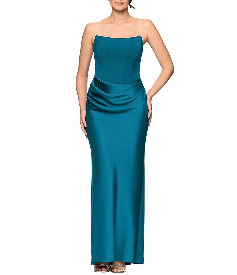 Betsy & Adam Sequin Strapless Sleeveless Draped Waist Mermaid Dress