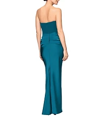 Betsy & Adam Sequin Strapless Sleeveless Draped Waist Mermaid Dress