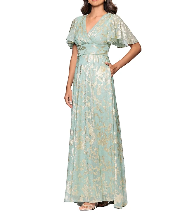 Betsy & Adam Long Sleeve Floral Print Brocade Shirt Dress | Liberty Center