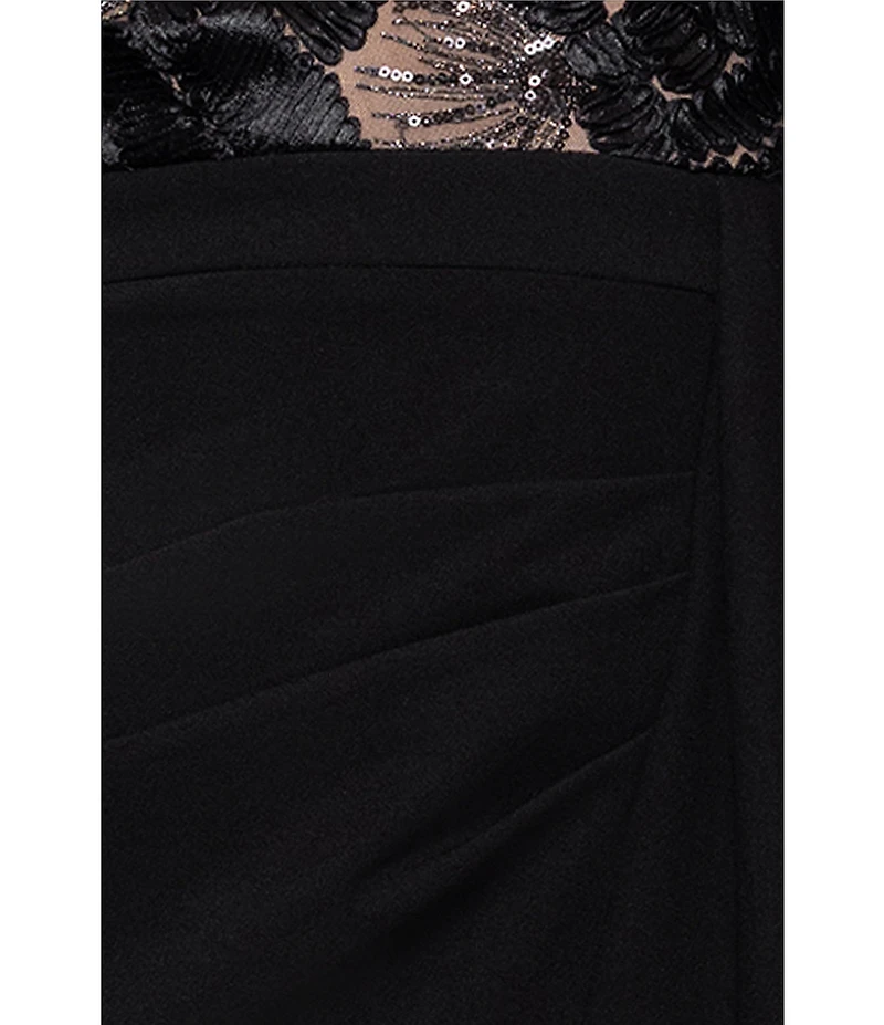 Betsy & Adam Soutache Mixed Media Gown