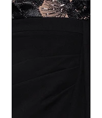 Betsy & Adam Soutache Mixed Media Gown