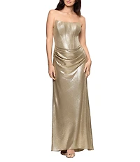 Betsy & Adam Strapless Foiled Corset Gown