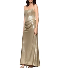 Betsy & Adam Strapless Foiled Corset Gown