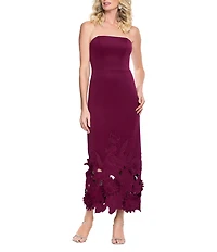 Betsy & Adam Strapless Laser Cut Maxi Dress
