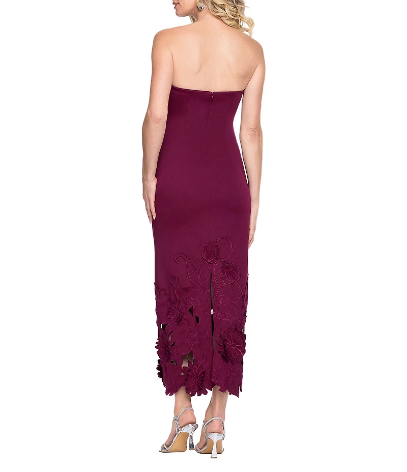 Betsy & Adam Strapless Laser Cut Maxi Dress