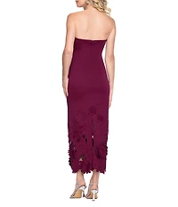 Betsy & Adam Strapless Laser Cut Maxi Dress