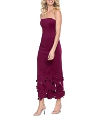 Betsy & Adam Strapless Laser Cut Maxi Dress