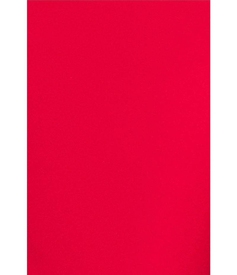 Betsy & Adam Twist Front Halter Sleevess Mixed Media Column Gown With Overlay