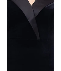 Betsy & Adam Petite Size Velvet Strapless Tuxedo Sleeveless Gown
