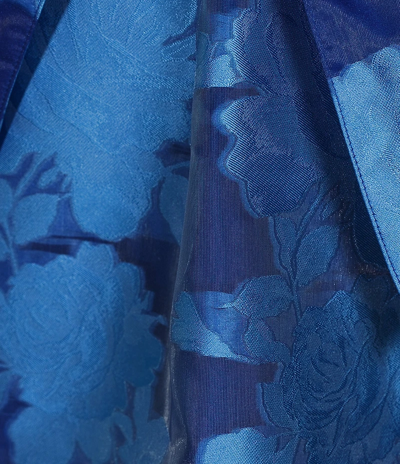 Betty Ruffle Mock Neck Tie Waist Floral Mini Shift Dress