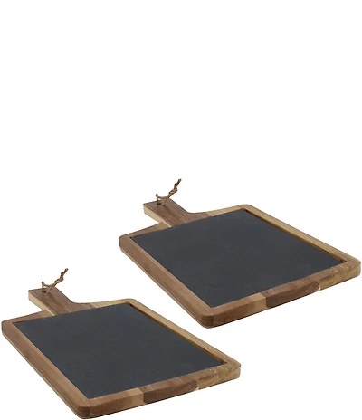 BIA Cordon Bleu 2-Piece Rectangular Wood & Slate Serving Boards