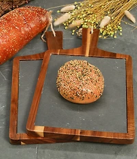 BIA Cordon Bleu 2-Piece Rectangular Wood & Slate Serving Boards