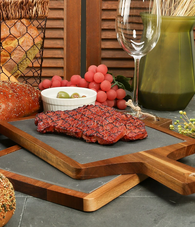 BIA Cordon Bleu 2-Piece Rectangular Wood & Slate Serving Boards