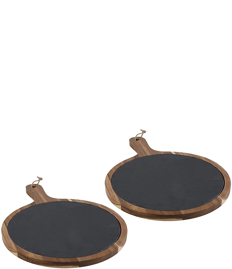 BIA Cordon Bleu 2-Piece Round Wood & Slate Serving Boards