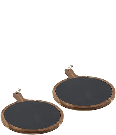 BIA Cordon Bleu 2-Piece Round Wood & Slate Serving Boards