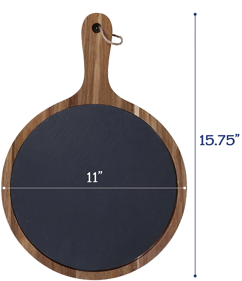 BIA Cordon Bleu 2-Piece Round Wood & Slate Serving Boards
