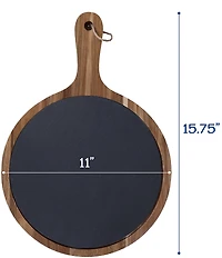 BIA Cordon Bleu 2-Piece Round Wood & Slate Serving Boards
