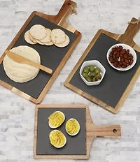 BIA Cordon Bleu 3-Piece Assorted Wood & Slate Rectangular Serving Boards