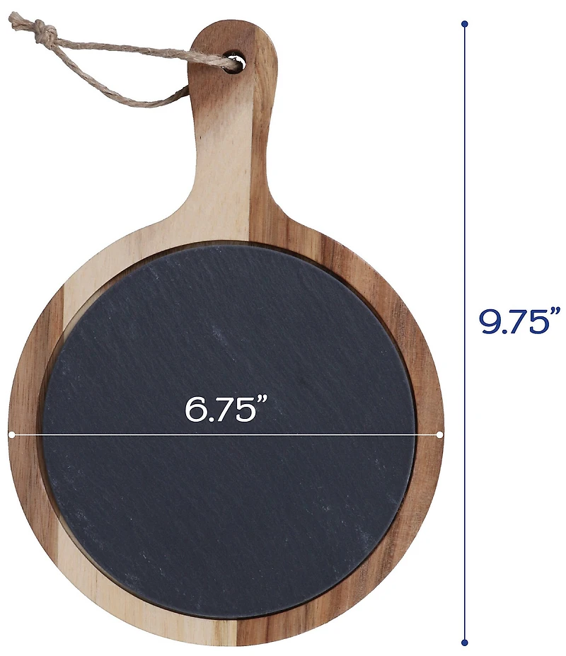 BIA Cordon Bleu 3-Piece Round Wood & Slate Serving Boards