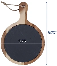 BIA Cordon Bleu 3-Piece Round Wood & Slate Serving Boards