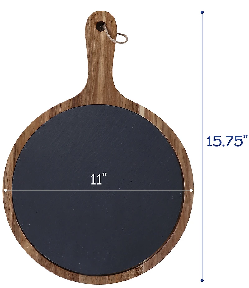 BIA Cordon Bleu 3-Piece Round Wood & Slate Serving Boards