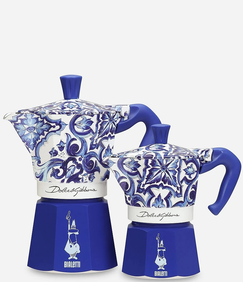 Bialetti x Dolce & Gabbana Blu Mediterraneo Moka Express Coffee Maker, 3 Cup
