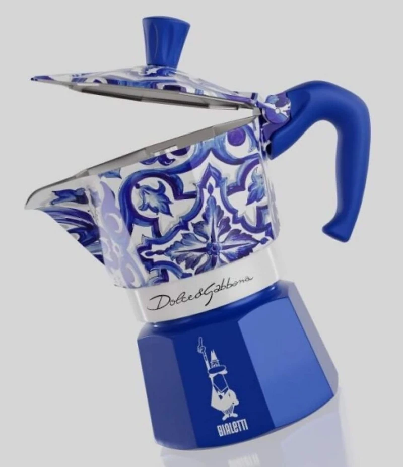 Bialetti x Dolce & Gabbana Blu Mediterraneo Moka Express Coffee Maker, 3 Cup