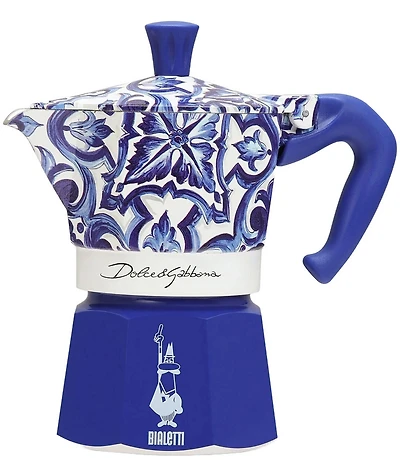 Bialetti x Dolce & Gabbana Blu Mediterraneo Moka Express Coffee Maker, 3 Cup
