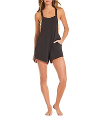 Billabong Beach Crush Solid Gauze Scoop Neck Romper Swim Cover-Up