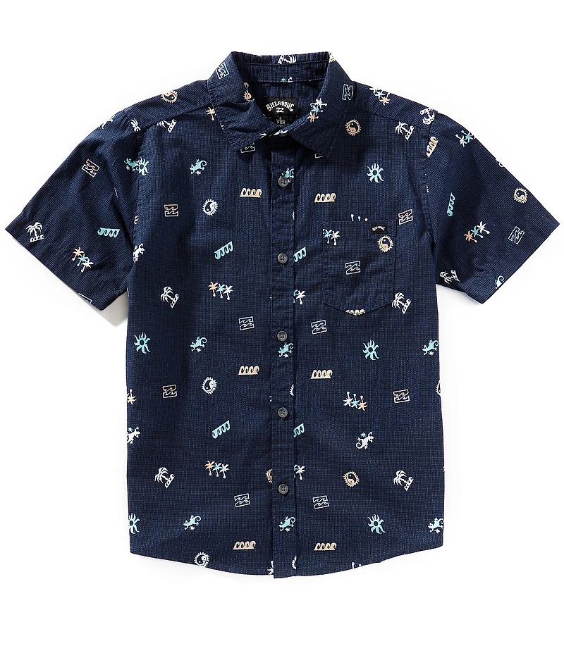 Billabong Big Boys Short Sleeve Sundays Wave Print Shirt