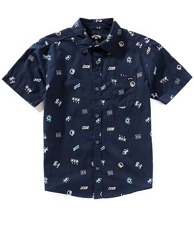 Billabong Big Boys Short Sleeve Sundays Wave Print Shirt