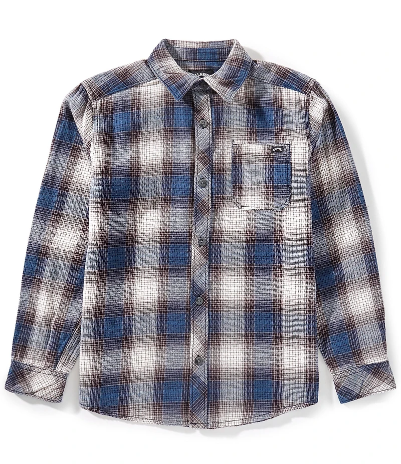 Billabong Big Boys Long Sleeve Blue Plaid Button Down Shirt
