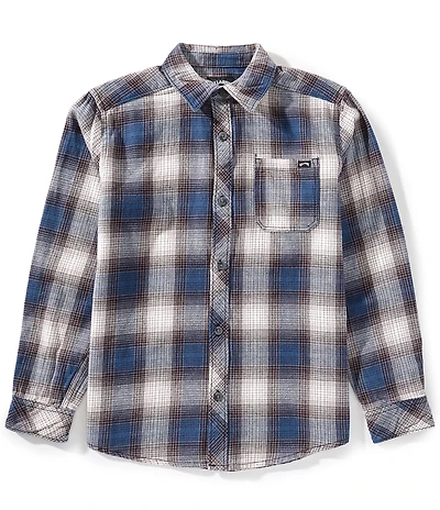 Billabong Big Boys Long Sleeve Blue Plaid Button Down Shirt