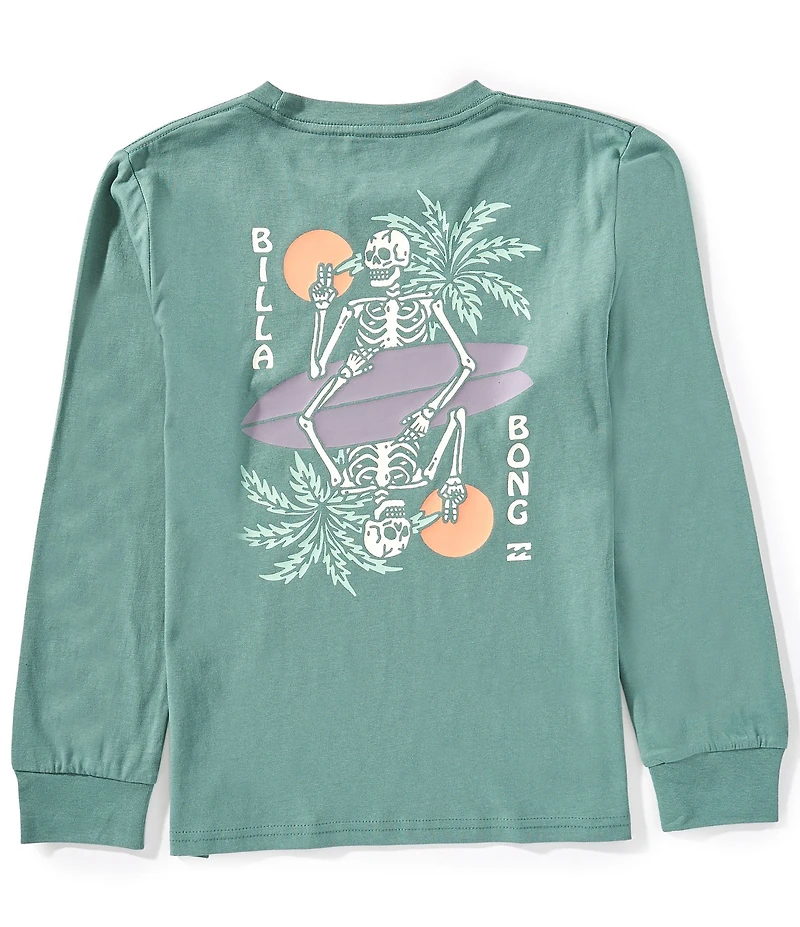 Billabong Big Boys Long Sleeve Green Skelly T-Shirt