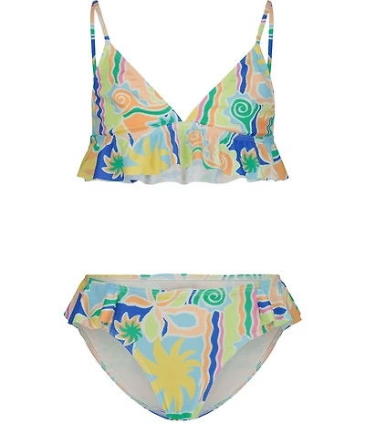 Billabong Big Girls Adjustable Straps Multi Color Sun Print Bikini 2-Piece Set