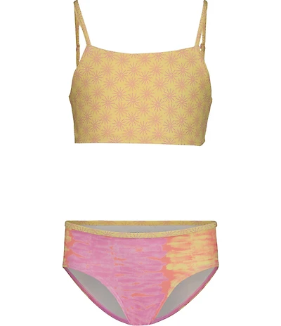 Billabong Big Girls Adjustable Straps Sun Burst Tie Dye Reversable Hipster 2-Piece Set