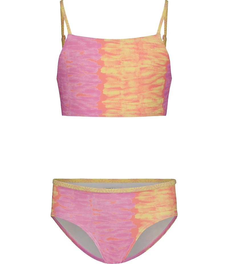 Billabong Big Girls Adjustable Straps Sun Burst Tie Dye Reversable Hipster 2-Piece Set