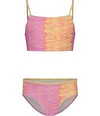 Billabong Big Girls Adjustable Straps Sun Burst Tie Dye Reversable Hipster 2-Piece Set