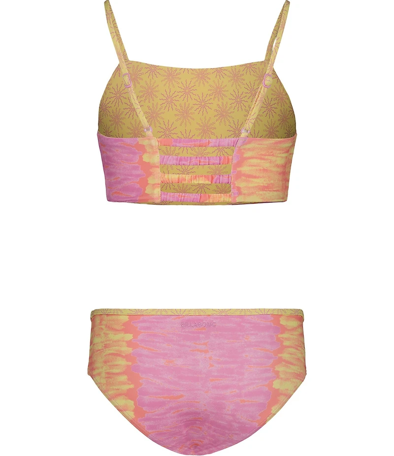 Billabong Big Girls Adjustable Straps Sun Burst Tie Dye Reversable Hipster 2-Piece Set
