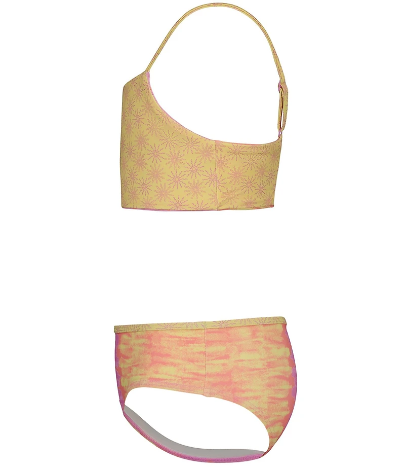 Billabong Big Girls Adjustable Straps Sun Burst Tie Dye Reversable Hipster 2-Piece Set