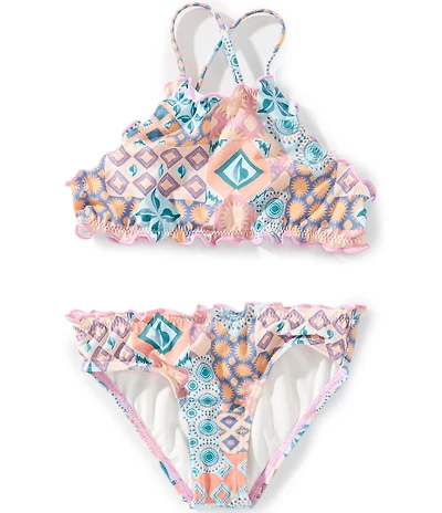 Billabong Big Girls High Neck Cross Back Mystic Moon Tank & Bikini Set