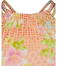 Billabong Big Girls Hight Neck Tropical Print Crazy 4 Coral Bikini 2 Piece Set