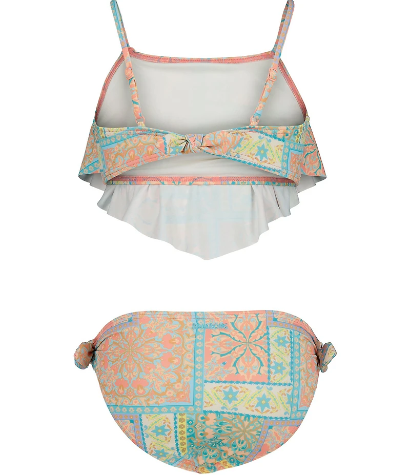 Billabong Big Girls Sleeveless Bandana Patchwork Halterkini Top & Matching Hipster Bottom Two-Piece Swimsuit