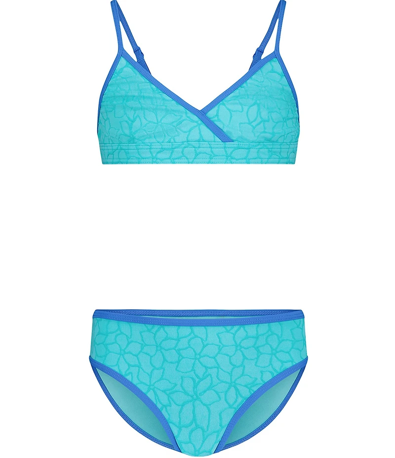 Billabong Big Girls Wander Over Floral Printed Textured Jacquard Bikini Top & Matching Hipster Bottom Two-Piece Swimsuit