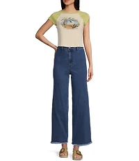 Billabong Blissed Raglan Sleeve Color Block Cropped T-Shirt